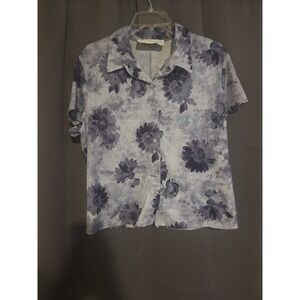 Giorgio Fiorini Collection Floral Print Button Up, Women's XL Blouse, Coastal